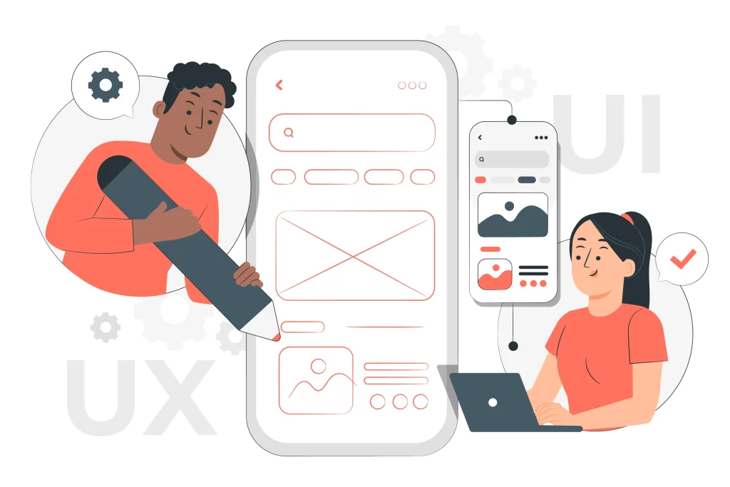 colleagues working together on UX UI design - AI Generated Design